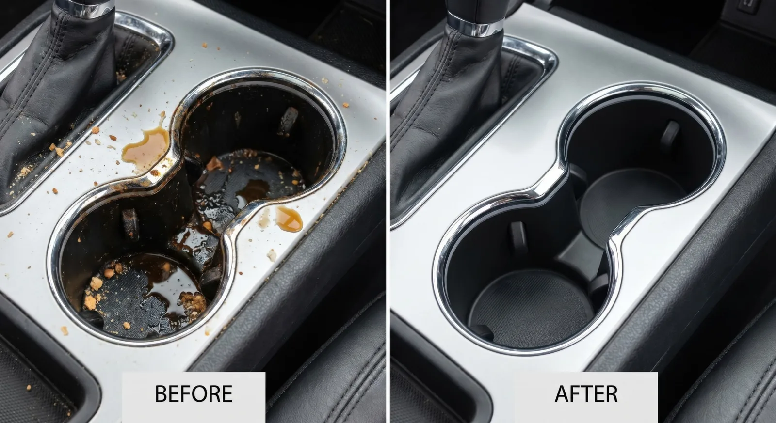 Before and after cupholder detailing